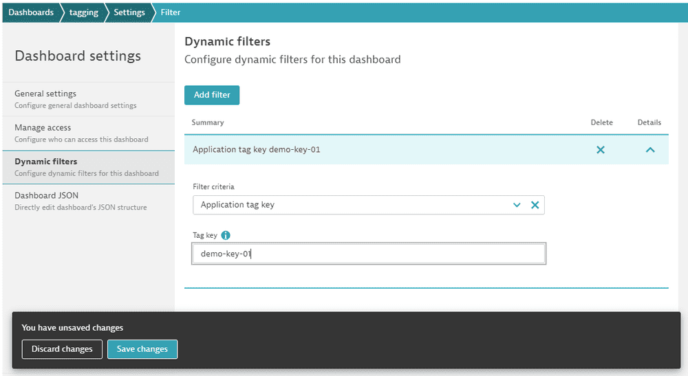 Dashboard filters Dynatrace Documentation
