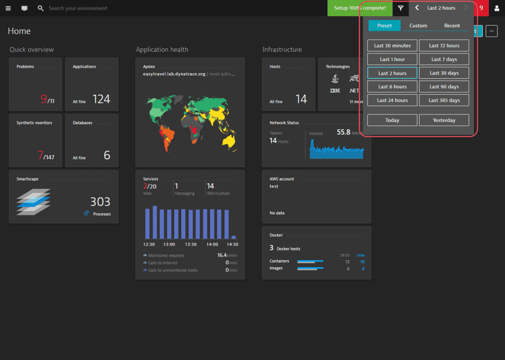 Dashboard timeframe selector | Dynatrace Help