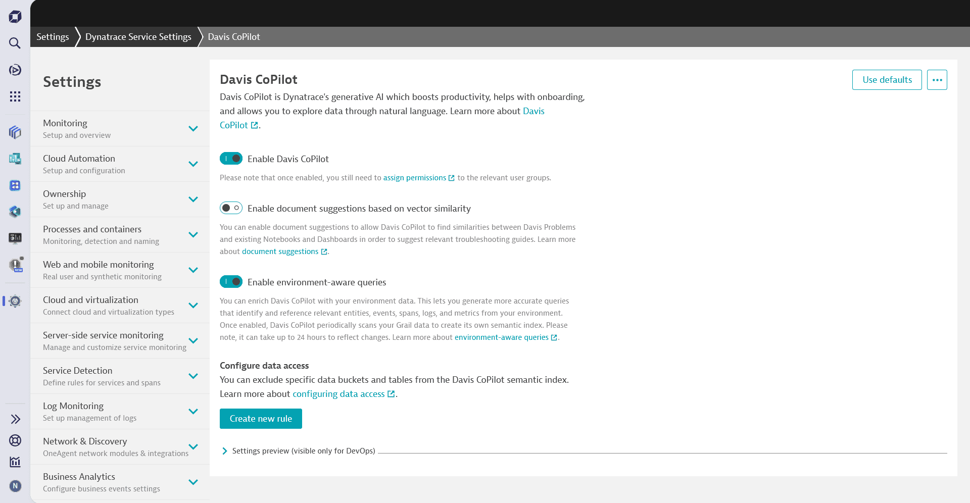 Enable Davis CoPilot in your settings