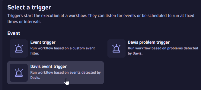 Select "Davis event trigger"