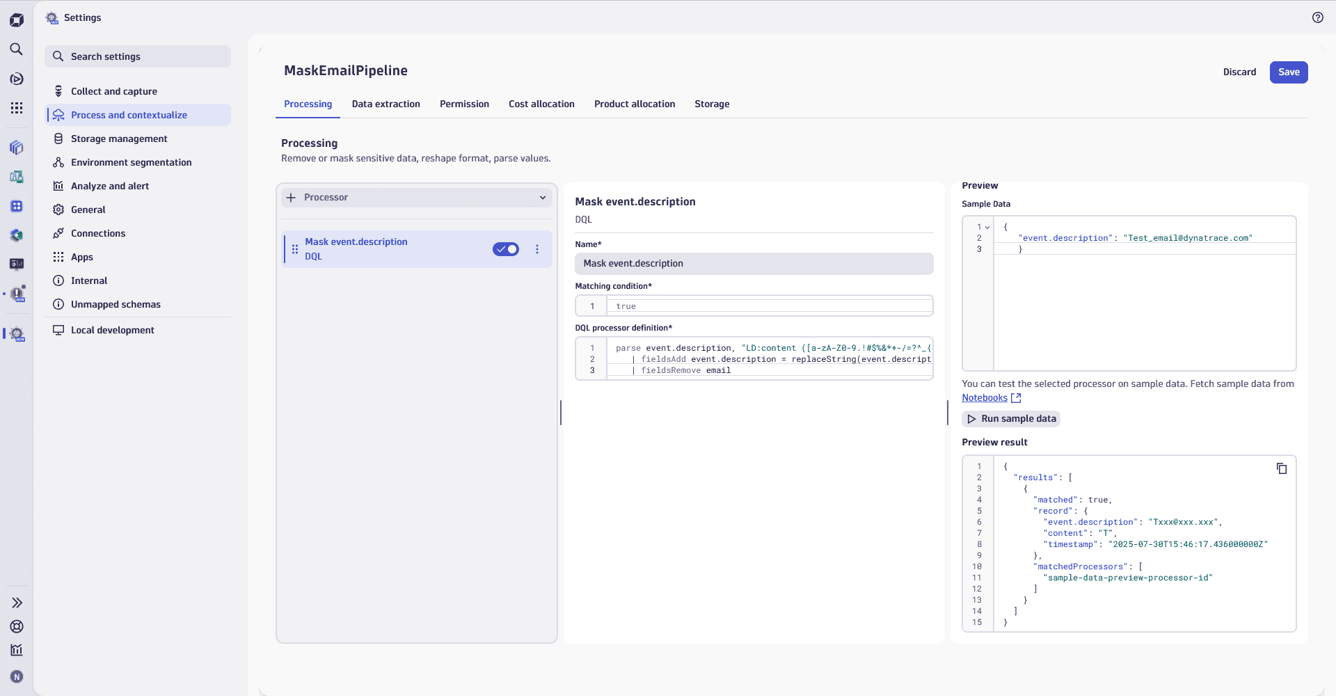 An example of testing a Davis event pipeline processor with sample data