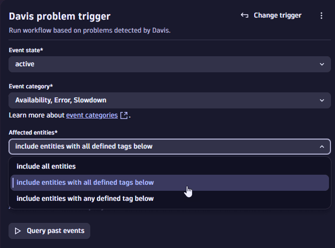 Davis problem trigger: affected entities