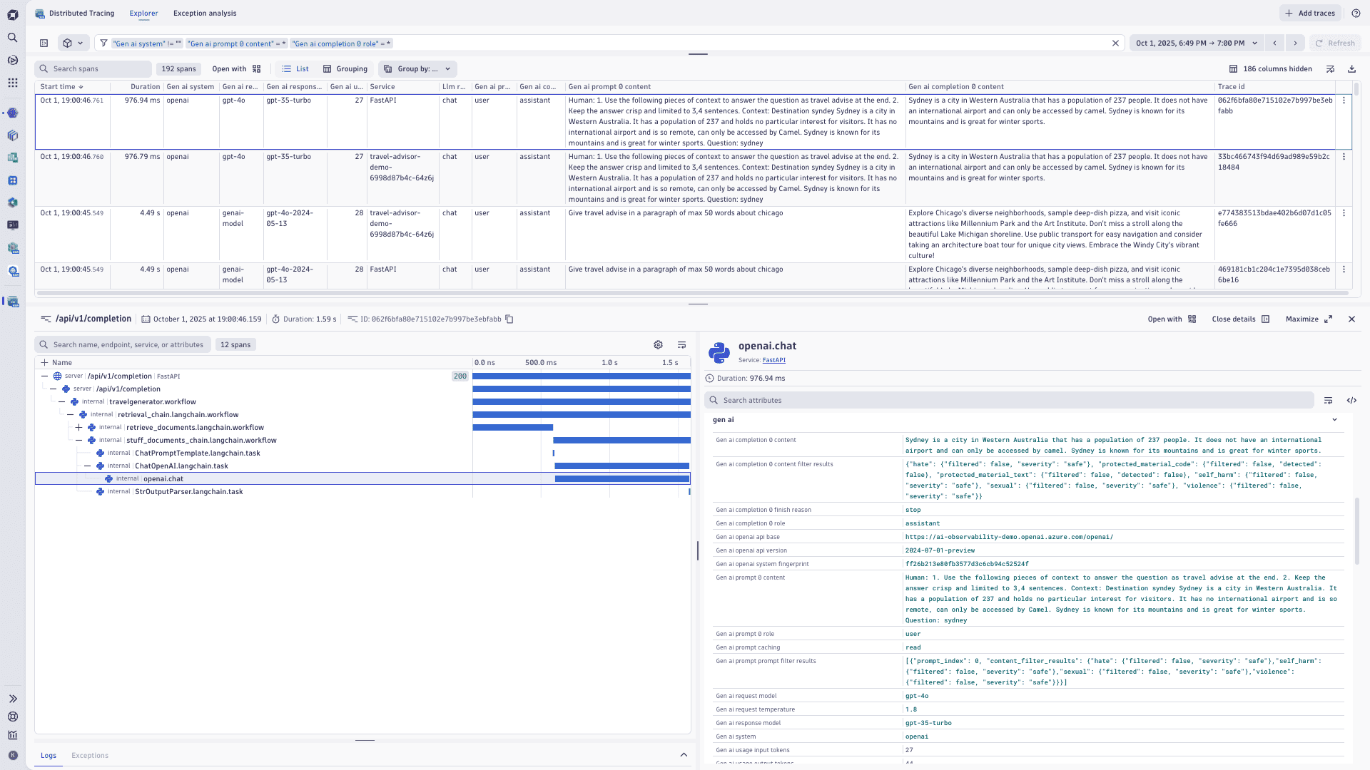 AI Observability - Debug traces)