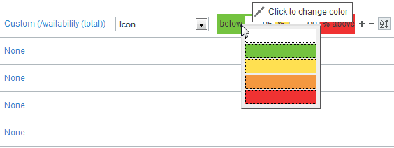 A list with available colors for threshold ranges