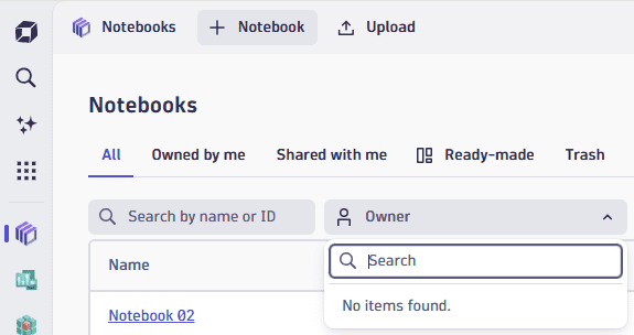 New filtering options for finding dashboards, notebooks, and launchpads