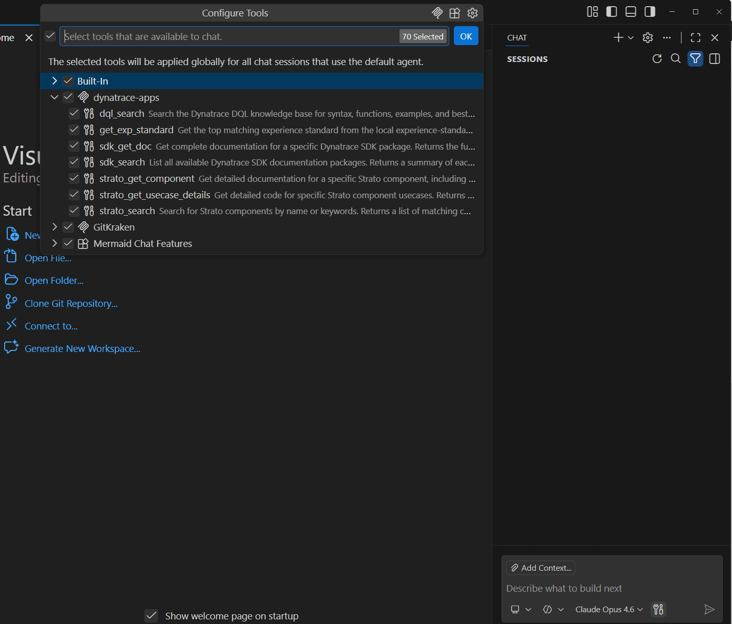Configure tools in Copilot chat