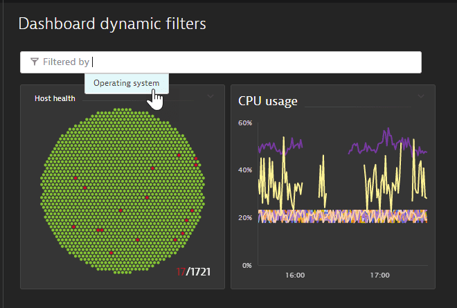 Dashboard dynamic filters: after adding a filter to dashboard, selecting filter