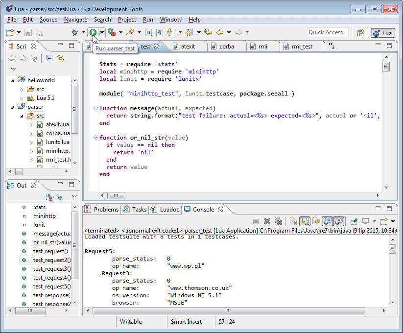 Eclipse test environment