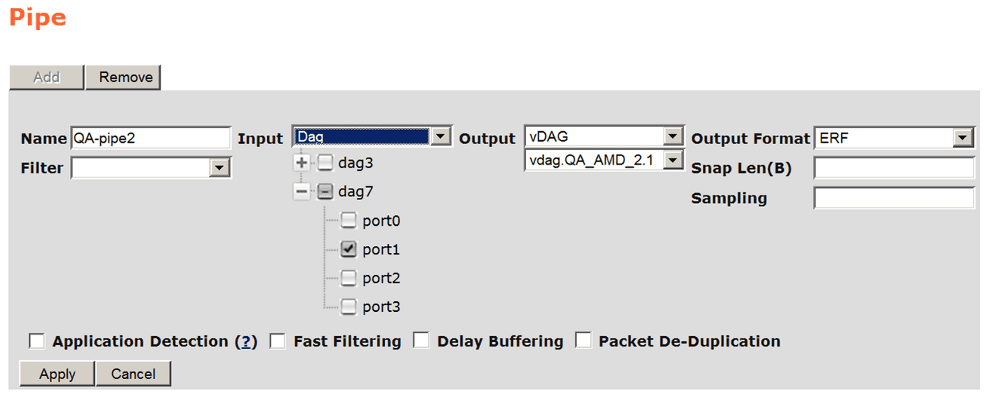Creating an Endace data pipe