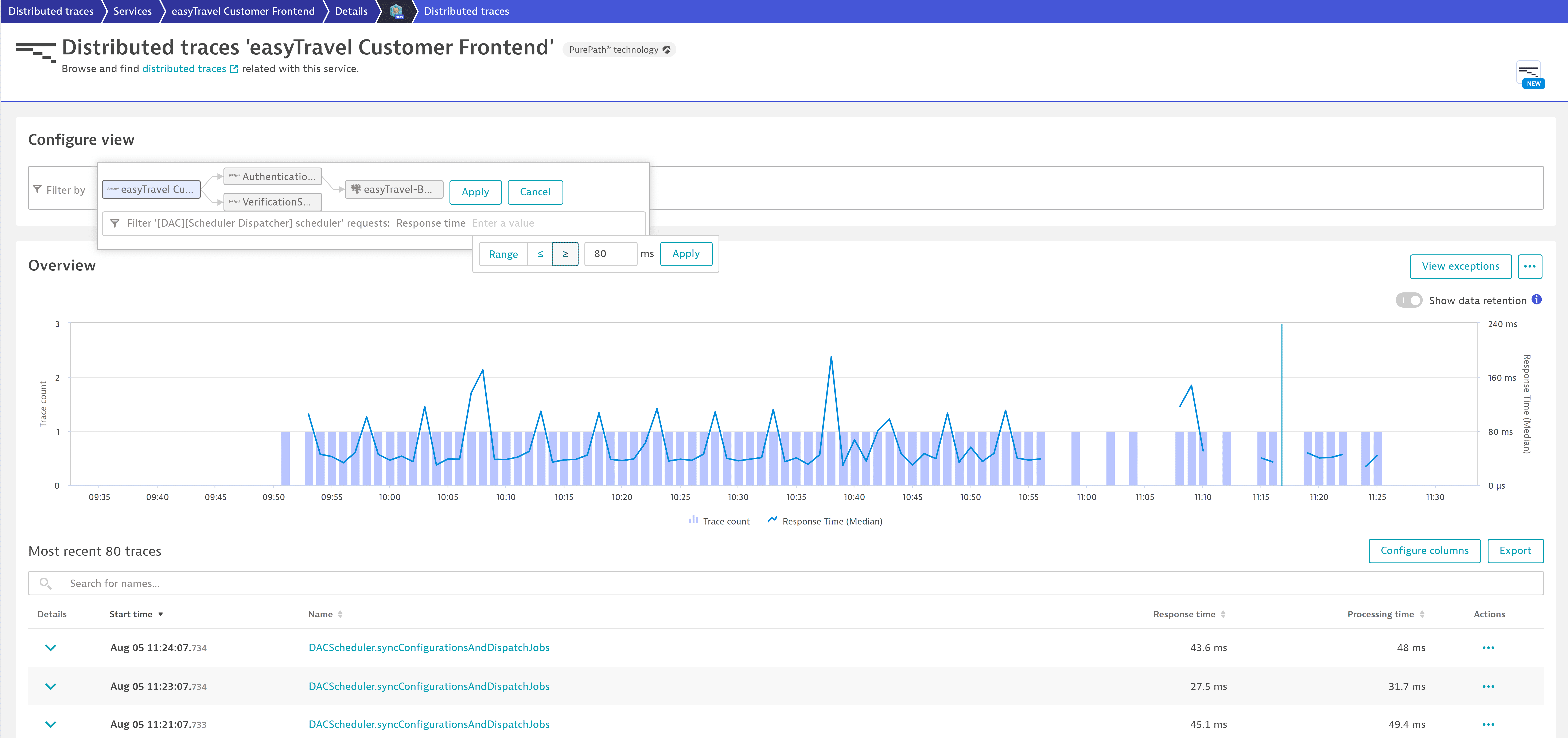 Filter distributed traces