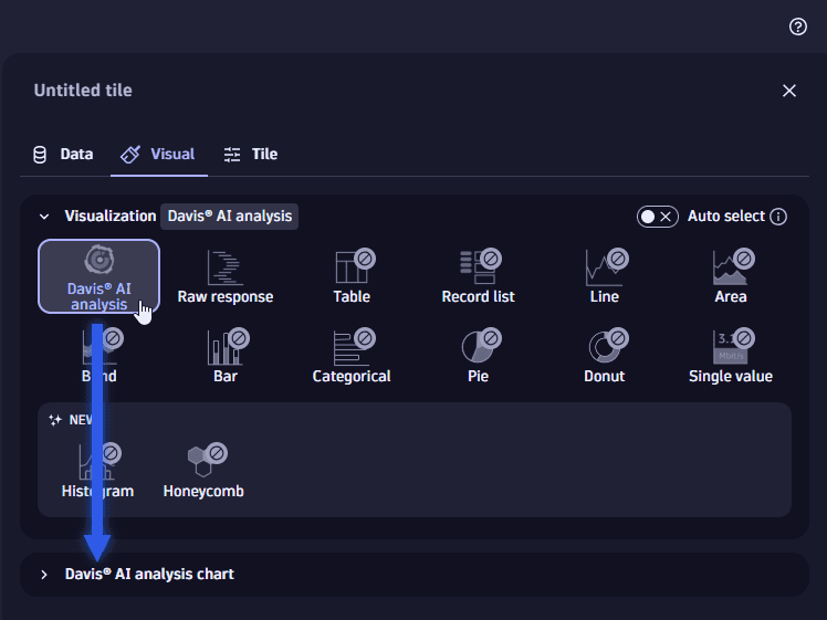 Example: select "Davis AI analysis" visualization and display visualization-specific settings