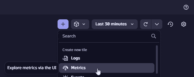 Example: select Add > Metrics