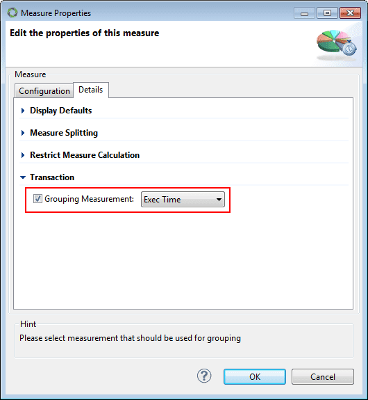 Screenshot 5: Grouping Measurement set to Exec Time