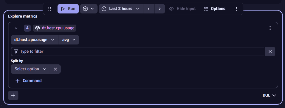 Explore metrics: additional options