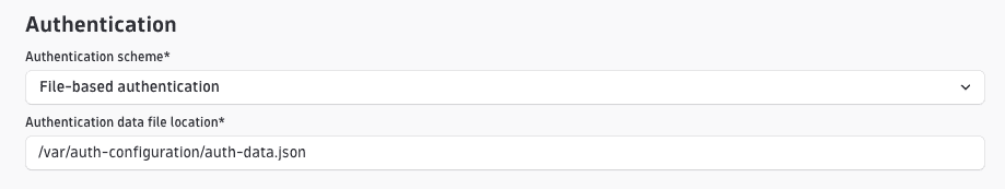 File-based authentication configuration in the extension UI
