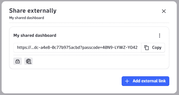 "Share externally" after you add a link