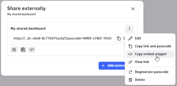 Copy embed snippet