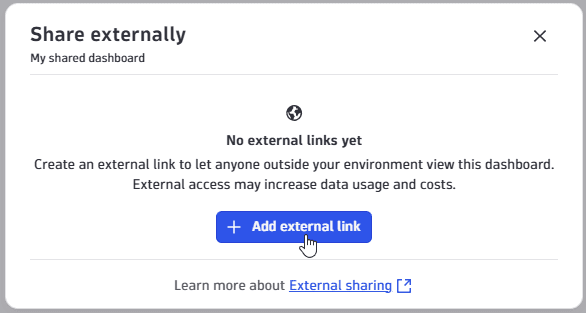 "Share externally" before you add a link