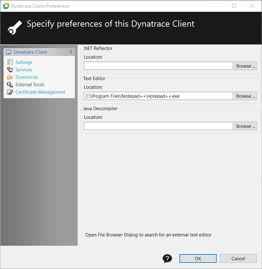 External Tools Dialog