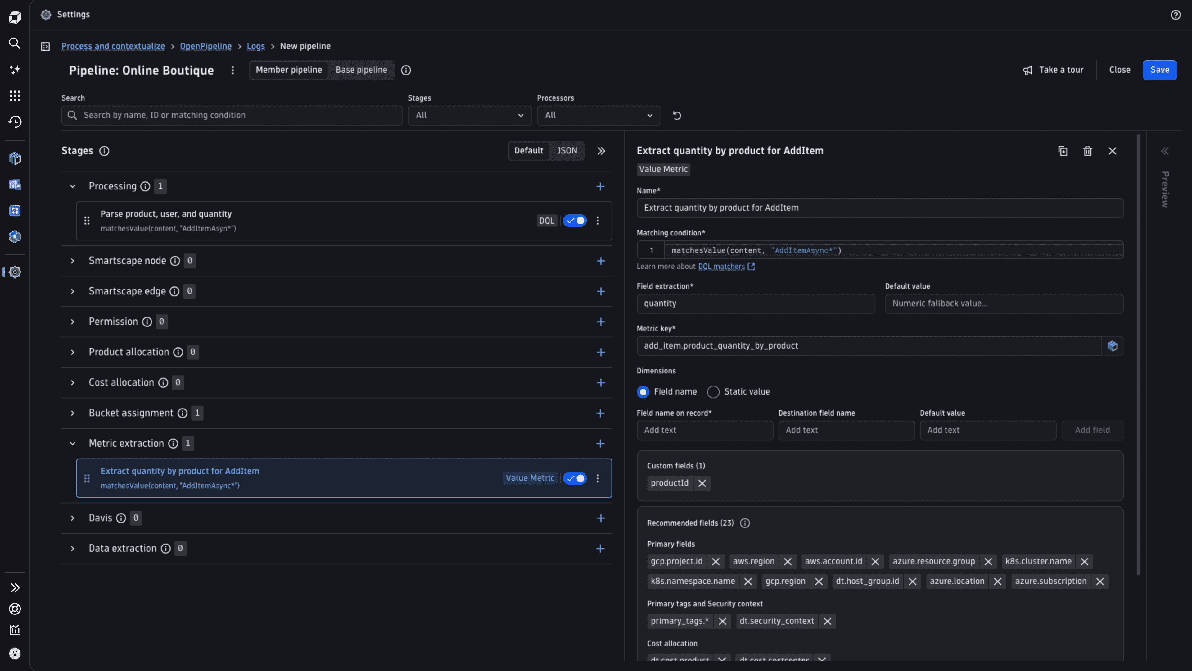 Extract a metric via OpenPipeline