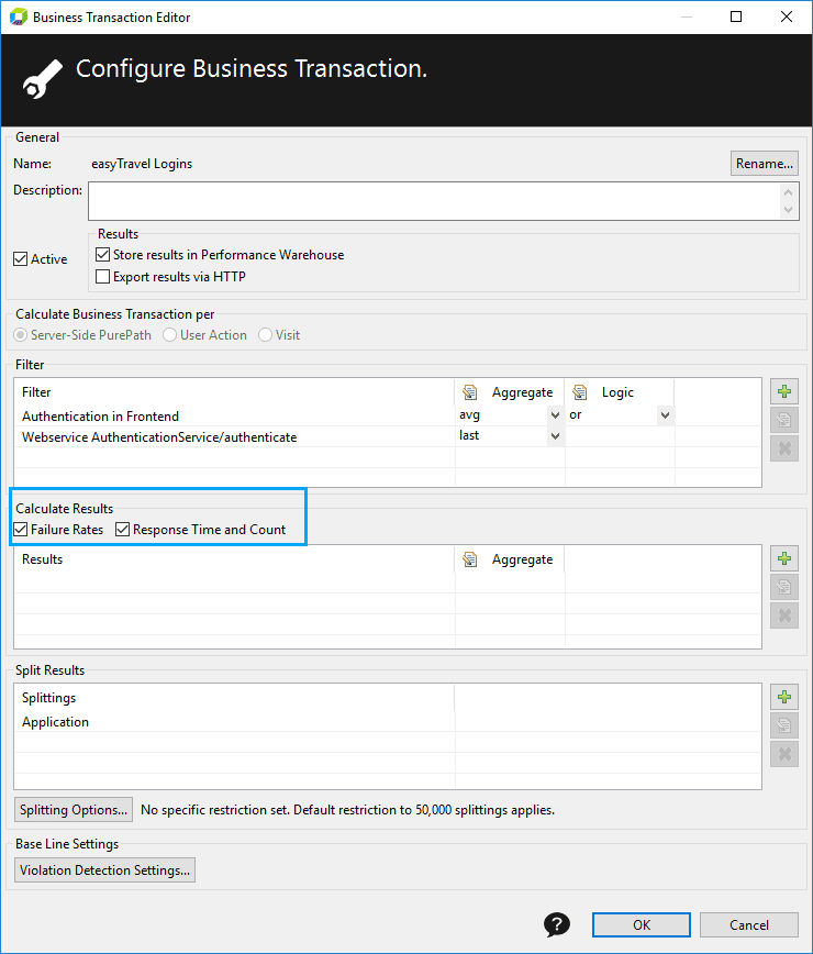 Selecting required settings