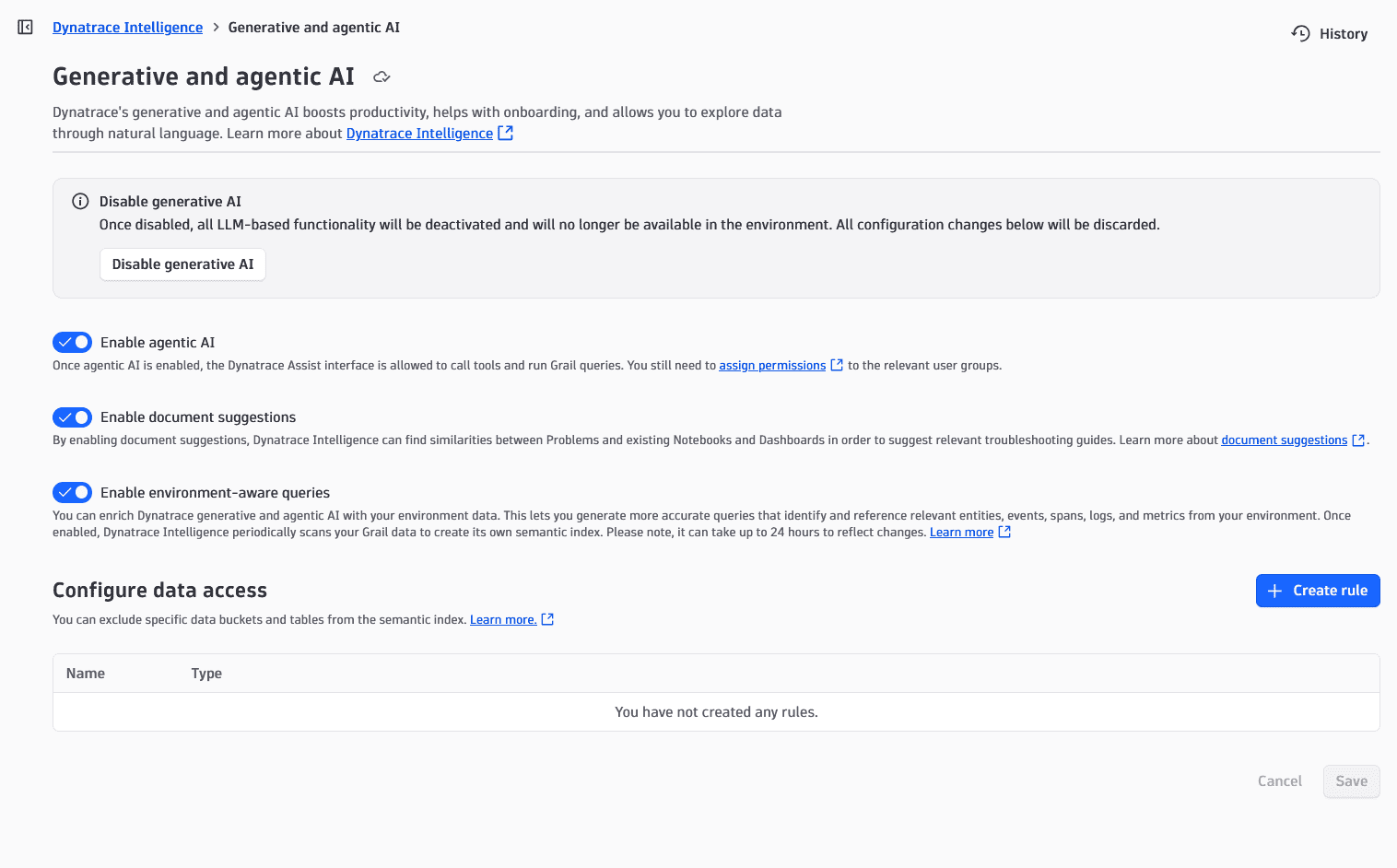 Enable and manage Dynatrace AI in your settings