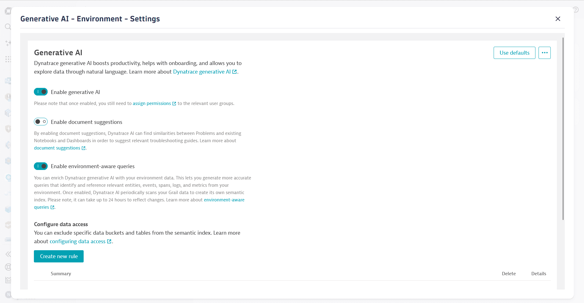 Enable generative AI in your settings