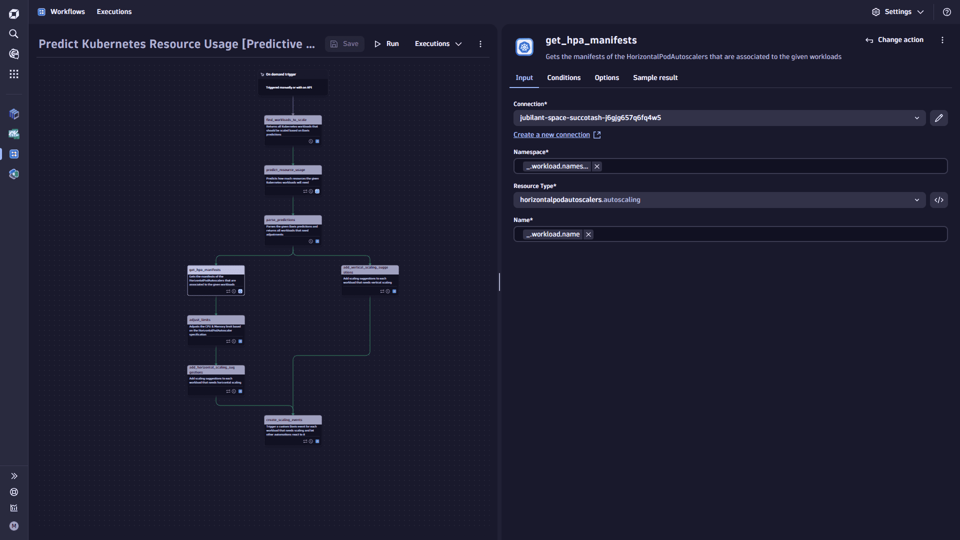 Use case: Predictive Autoscaling for Kubernetes Workloads - Predict Kubernetes resources usage workflow - get HPA manifests