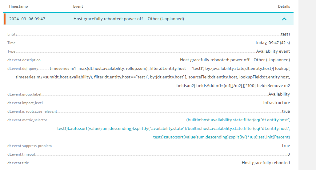 Host availability event - graceful reboot