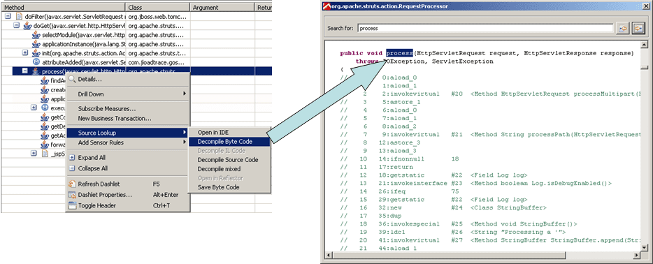 Using the Decompile Byte Code command