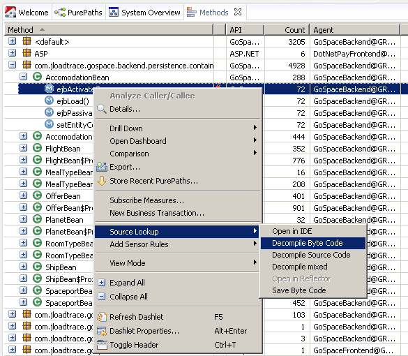 Methods view