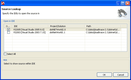 Selecting the IDE for lookup