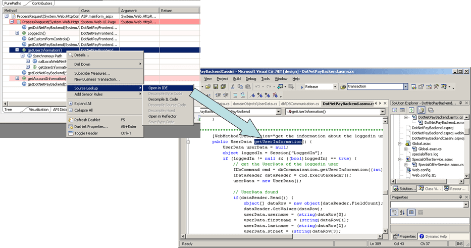 Selecting the Open in IDE command