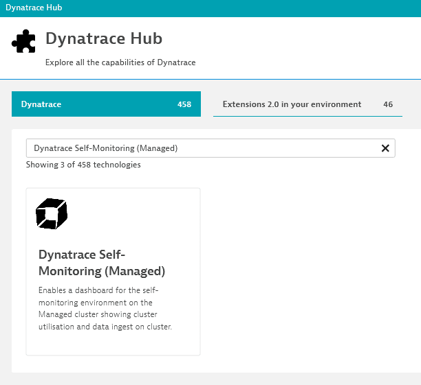 Self-monitoirng dashboard for Managed in Dynatrace Hub.