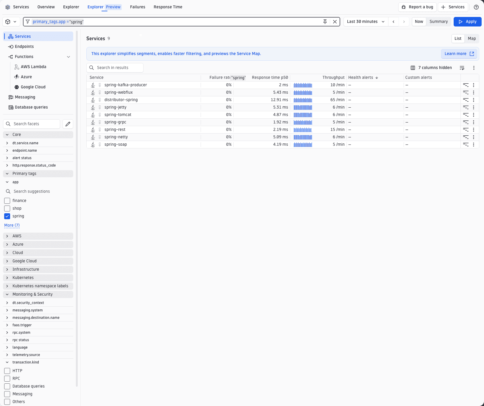 Primary tags Explorer view