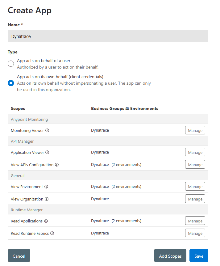 Mulesoft extension v2 Connected Apps