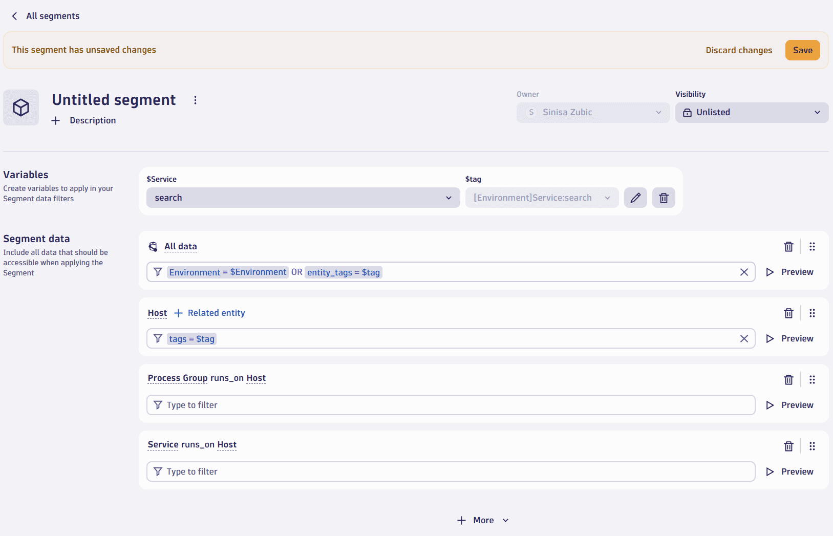 Example 3: Auto-tagging based on process name, host name, service name, or metadata - segment configuration