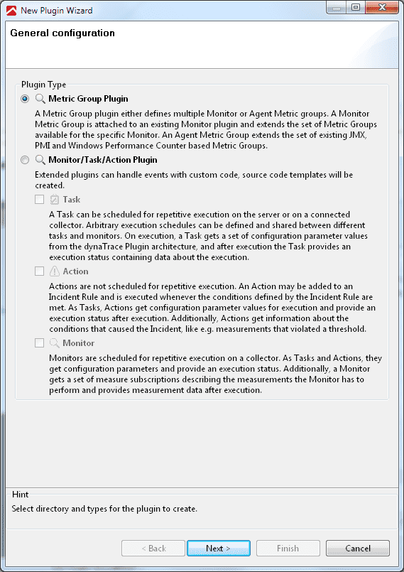 New Plugin wizard - general configuration