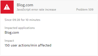 JavaScript error rate increase event