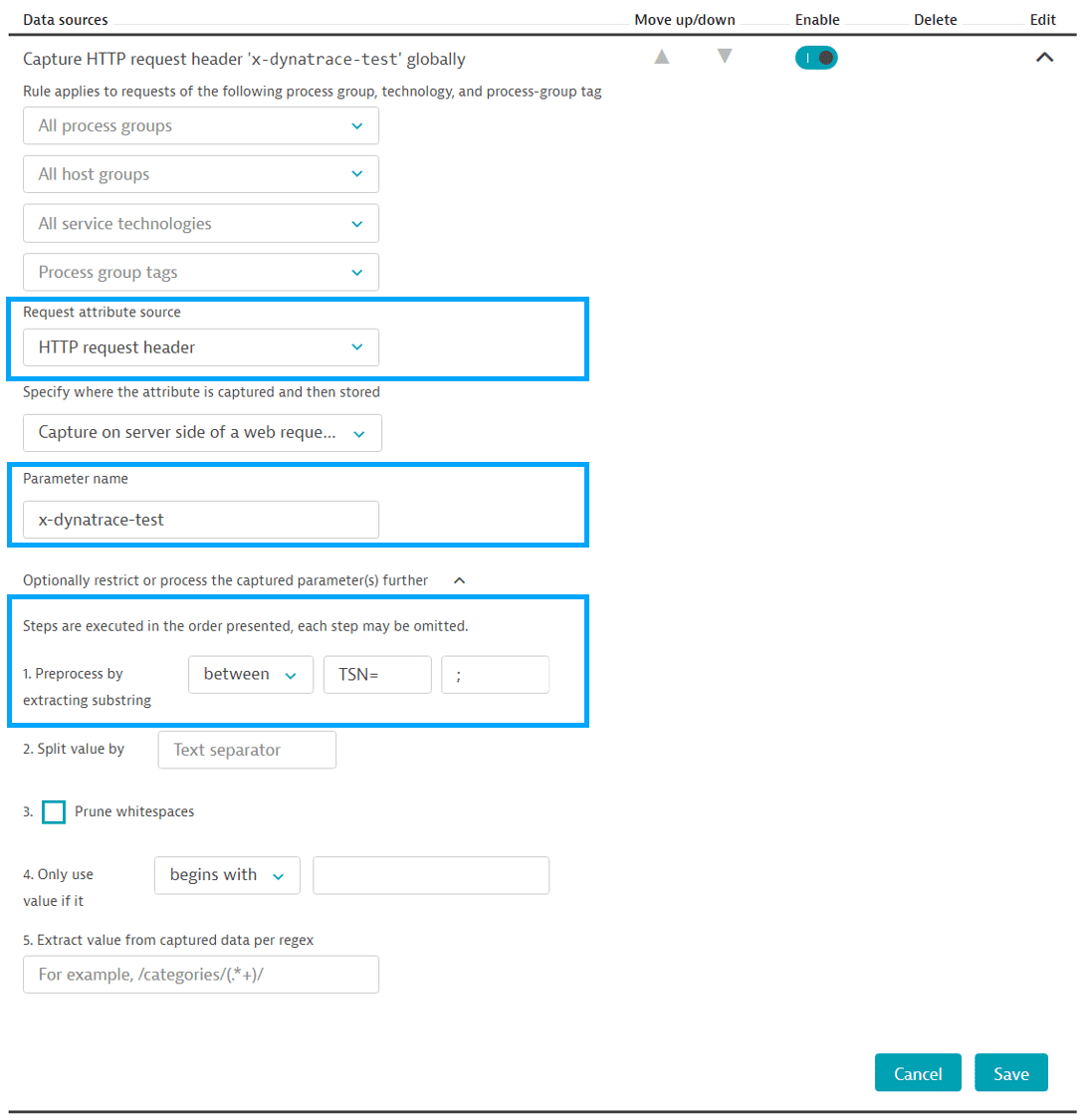 Request attributes