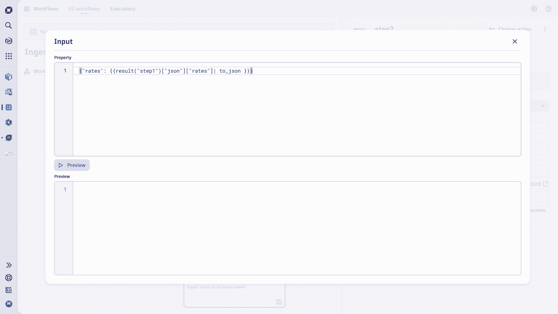 Editing JSON input in editor
