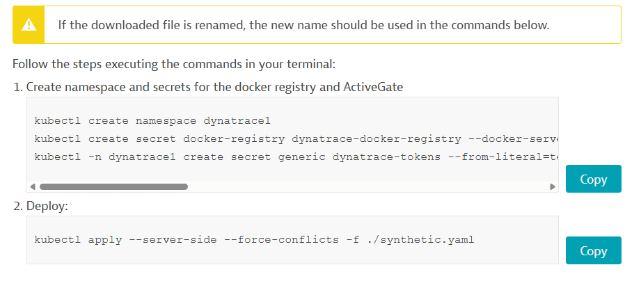 Commands to create the location namespace