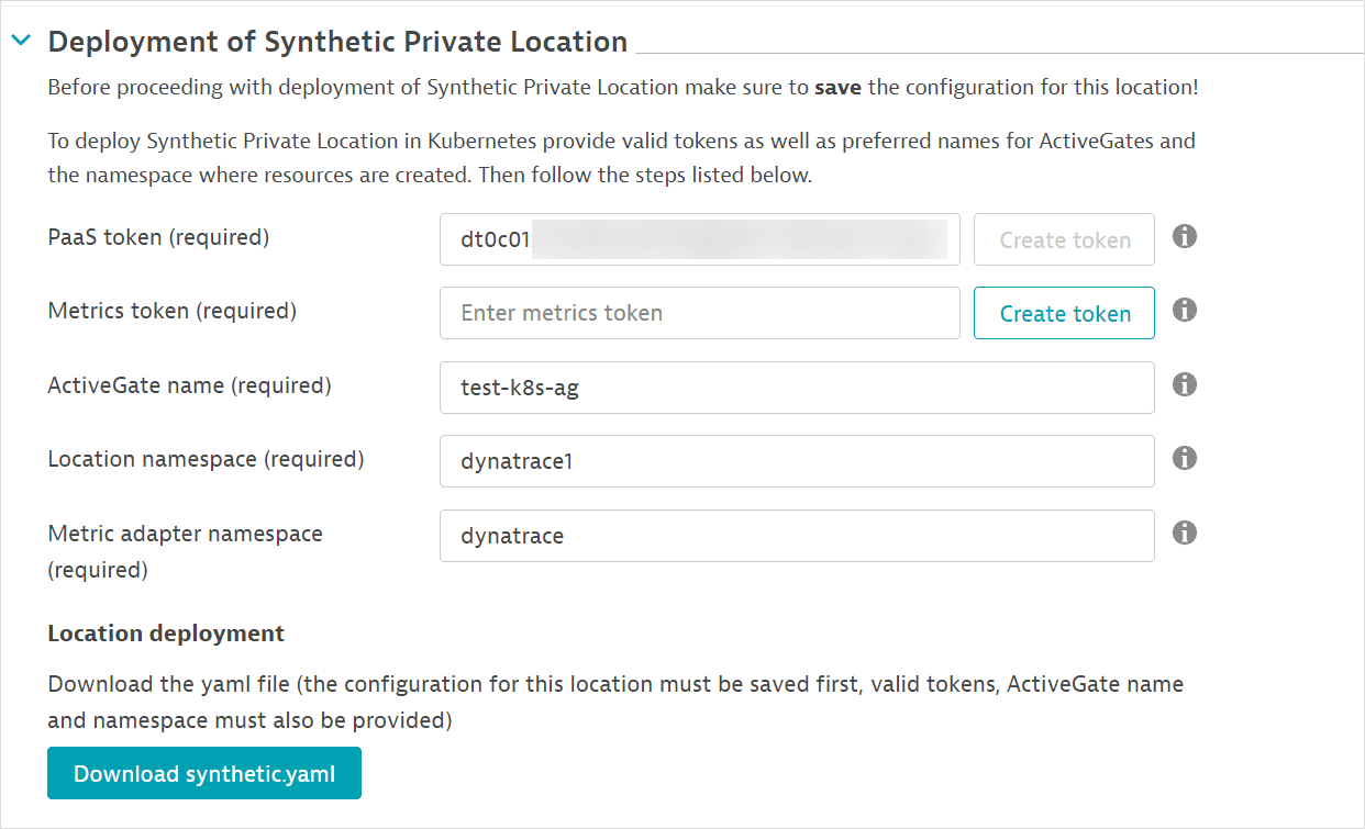 Required fields for the location template
