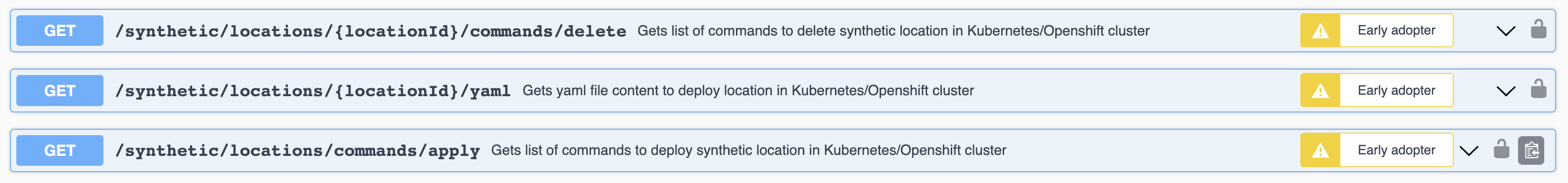 New endpoints for Kubernetes location deployment