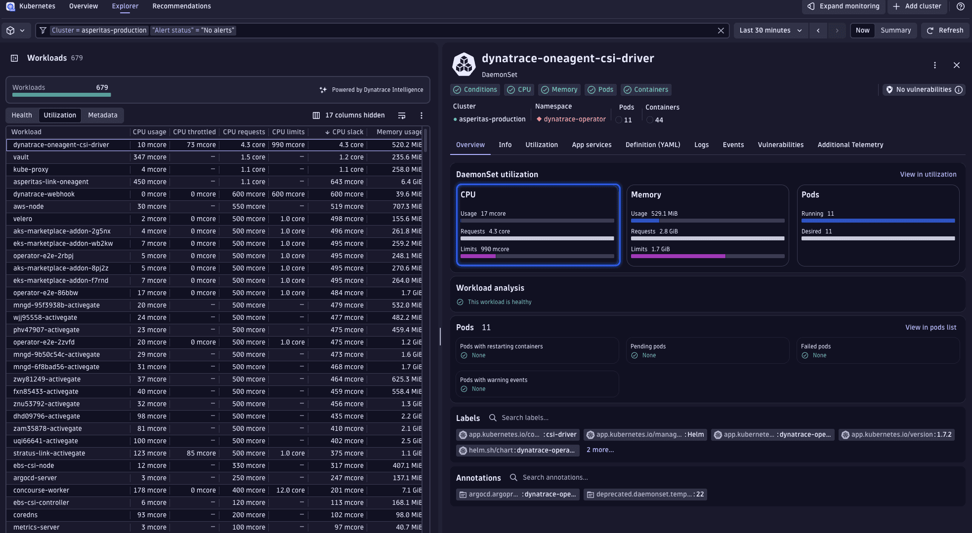 Kubernetes workload limits