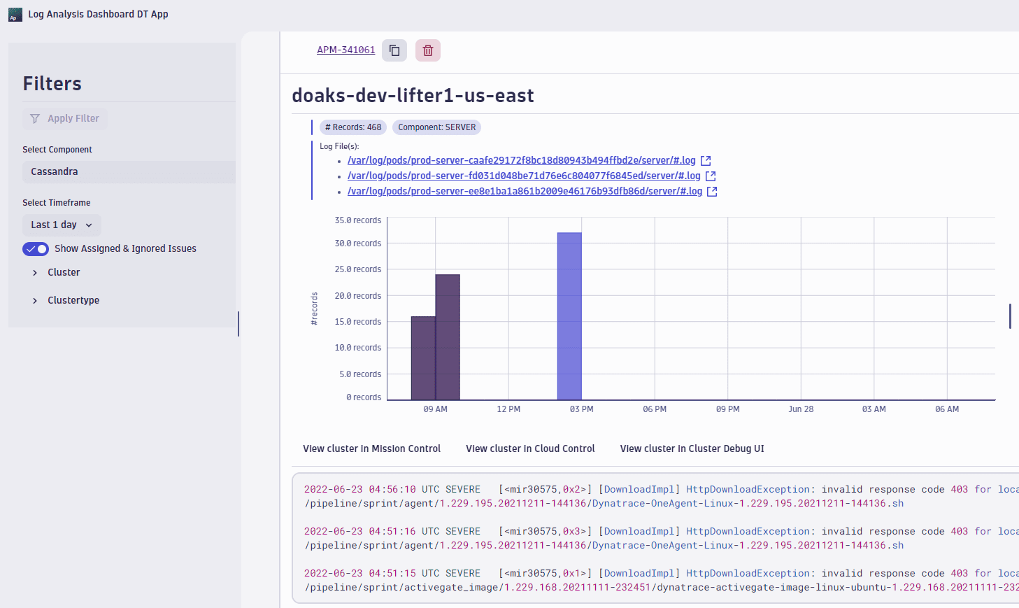 Application for distributing log records based on severity.