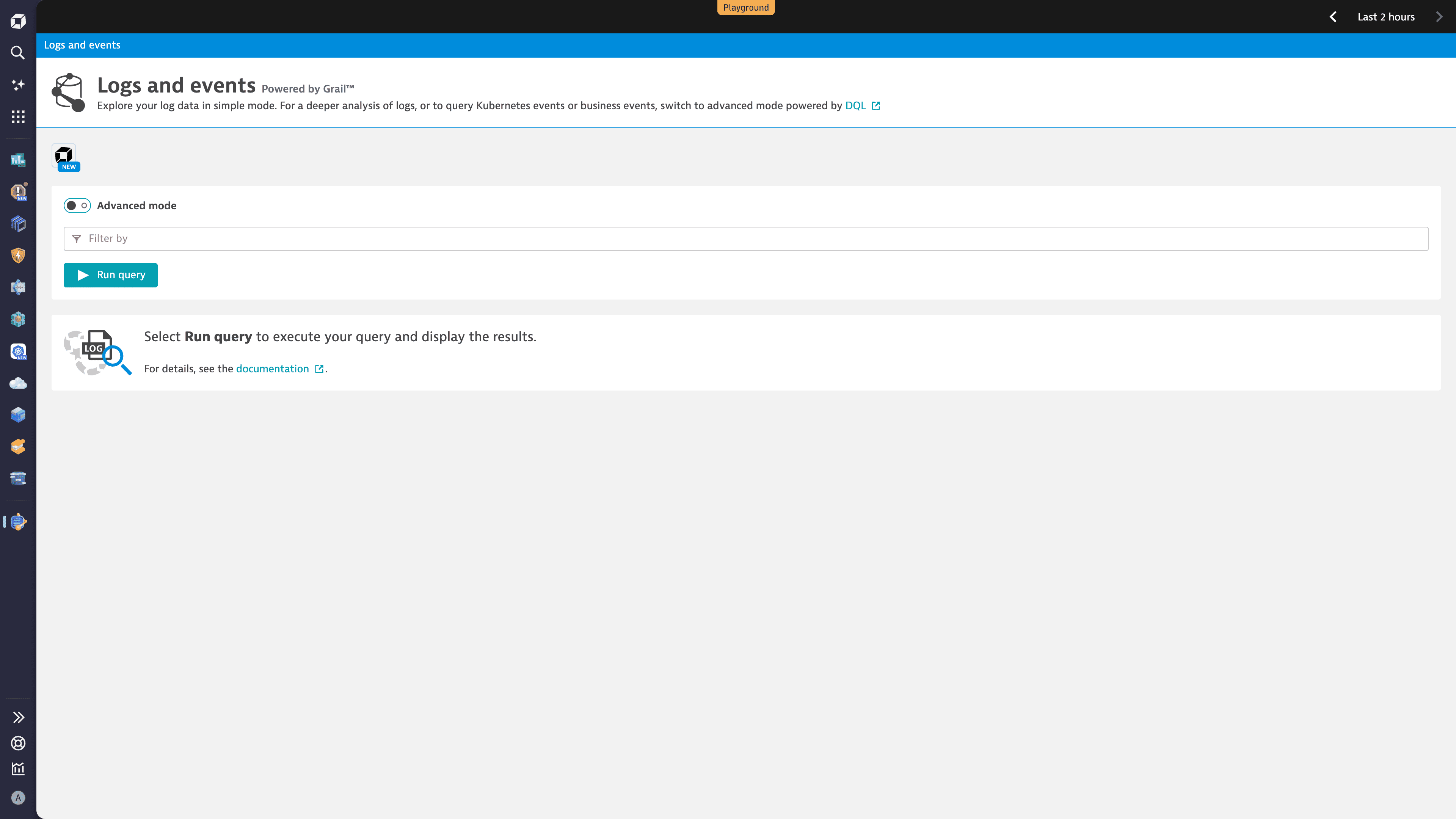 Classic Logs and events (Powered by Grail) page