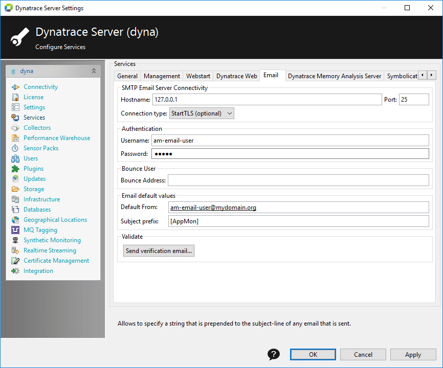 Email configuration