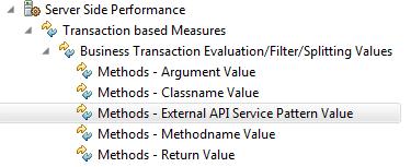 Screenshot 2: external API service pattern value method metric for Business Transactions