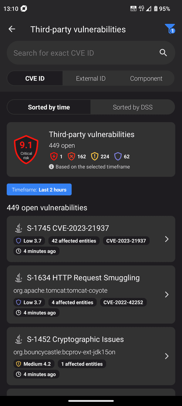 Dynatrace mobile app vulnerability list